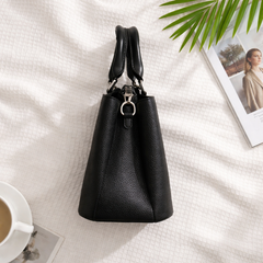 Louis Vuitton black leather satchel bag.