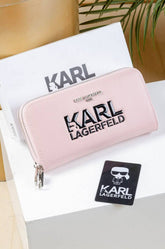 pink Karl Lagerfeld zip-around wallet.