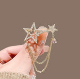 Crystal Star Tassel Brooch Pin