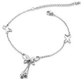 Silver butterfly anklet is a fashionable accessory often made from zinc alloy or plated materials.