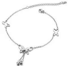 Silver butterfly anklet is a fashionable accessory often made from zinc alloy or plated materials.